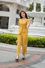 SONO - Bộ dài linen cổ lượn sóng