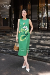 SONO - Đầm linen vẽ hoa sen
