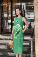 SONO - Đầm linen vẽ hoa sen