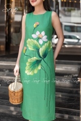 SONO - Đầm linen vẽ hoa sen
