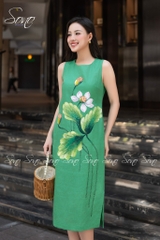 SONO - Đầm linen vẽ hoa sen
