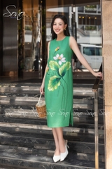 SONO - Đầm linen vẽ hoa sen