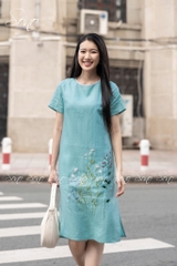SONO - Đầm linen ren cổ thêu hoa