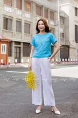 SONO - Áo linen có tay thêu chuồn chuồn