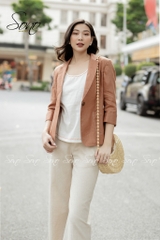 SONO - Áo vest linen chỉ nổi 2 lớp