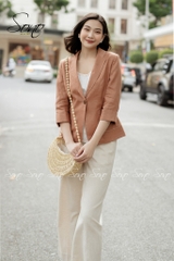 SONO - Áo vest linen chỉ nổi 2 lớp