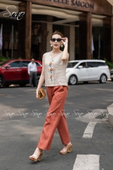 SONO - Áo linen sát nách thêu dọc