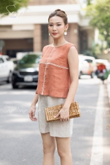 SONO - Áo linen sát nách phối crochet