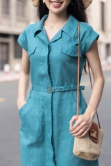 SONO - Đầm sơ mi linen 4 túi trước