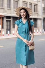 SONO - Đầm sơ mi linen 4 túi trước