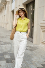 SONO - Quần dài linen bản lưng lật