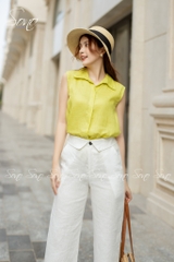 SONO - Quần dài linen bản lưng lật