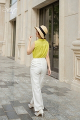 SONO - Quần dài linen bản lưng lật