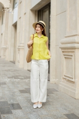 SONO - Quần dài linen bản lưng lật