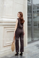 SONO - Bộ dài linen cổ bẻ nút gỗ