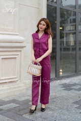 SONO - Bộ dài linen cổ bẻ nút gỗ