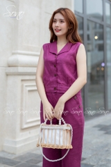 SONO - Bộ dài linen cổ bẻ nút gỗ