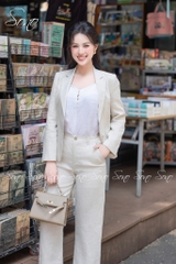 SONO - Quần linen form suông mix áo vest