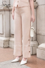 SONO - Bộ dài linen dáng ghi lê có tay