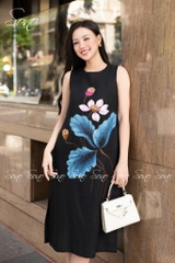 SONO - Đầm linen vẽ hoa sen