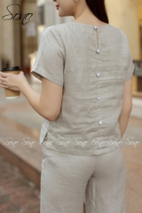 SONO - Bộ dài linen thêu cành hoa ngực