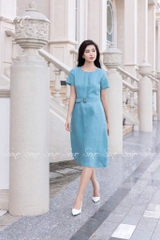 SONO - Đầm linen chạy li ngực kèm belt