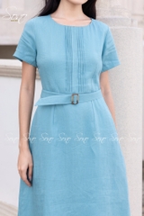 SONO - Đầm linen chạy li ngực kèm belt