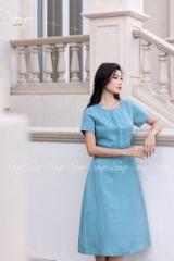 SONO - Đầm linen chạy li ngực kèm belt