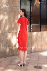 SONO - Đầm linen thêu hoa màu trắng