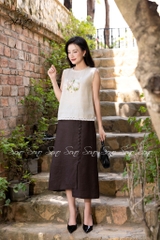 SONO - Chân váy linen đính hàng nút trước