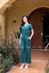 SONO - Bộ linen cổ tim thêu lá