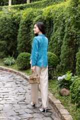 SONO - Áo sơ mi linen thêu nụ hoa