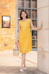 SONO - Đầm linen lượn sóng nút nhiều màu