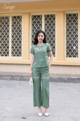 SONO - Bộ dài linen thêu hoa thiên lý