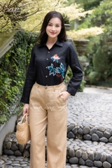 SONO - Áo sơ mi linen thêu nụ hoa