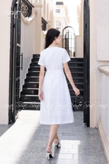 SONO - Đầm linen chạy li ngực kèm belt