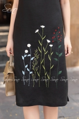 SONO - Đầm linen ren cổ thêu hoa