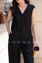 SONO - Bộ dài ghi lê sát nách linen