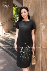 SONO - Đầm linen ren cổ thêu hoa