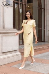 SONO - Đầm trắng có tay thêu cánh bướm