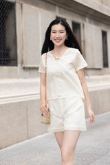 SONO - Set short có tay tơ thêu nhật
