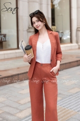 SONO - Áo vest linen xếp ly 5 gạch