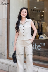 SONO - Bộ dài linen sát nách túi nắp