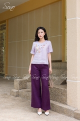 SONO - Áo linen cổ trứng tay lật lai