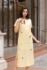 SONO - Đầm trắng có tay thêu cánh bướm