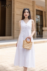 SONO - Đầm linen nhíu ngực dáng dài