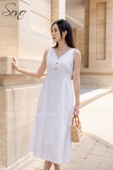 SONO - Đầm linen nhíu ngực dáng dài