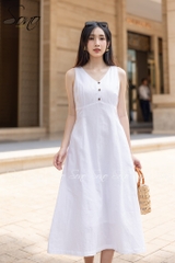 SONO - Đầm linen nhíu ngực dáng dài