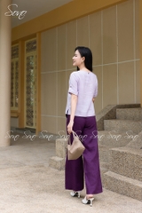 SONO - Áo linen cổ trứng tay lật lai