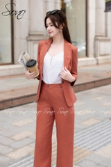 SONO - Áo vest linen xếp ly 5 gạch